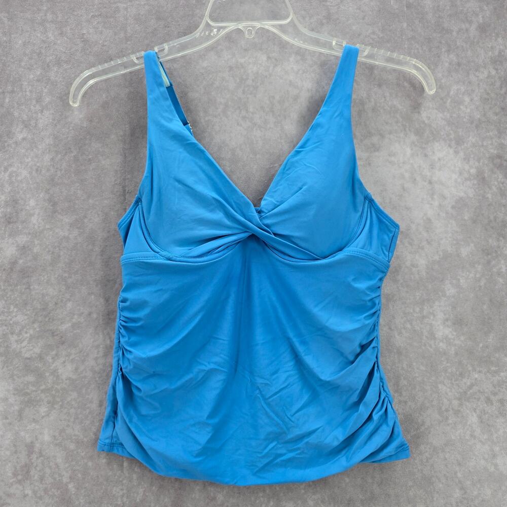 Time and Tru Blue Crisscross Padded Swimwear Tankini Tank Top Medium‎ M 8-10